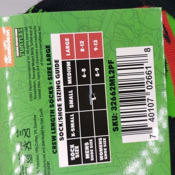 TEENAGE mutant Ninja turtles crew socks 2 pack - Picture 4 of 4